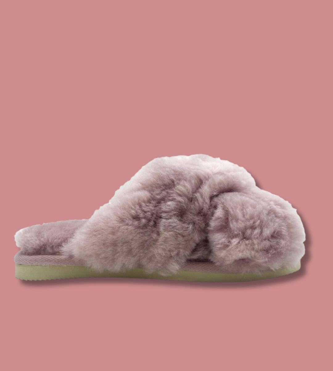 Slof cross fluffy - Roze